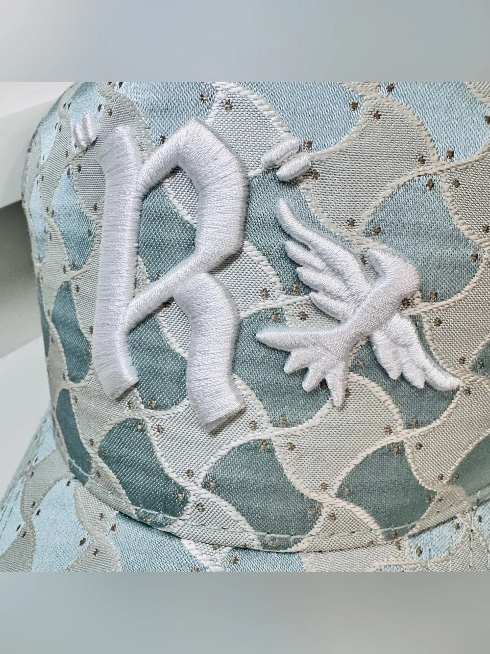 Reference Brand Luxe Woven Snapback Hat - Blue Snake Scale Pattern w/ Embroidere